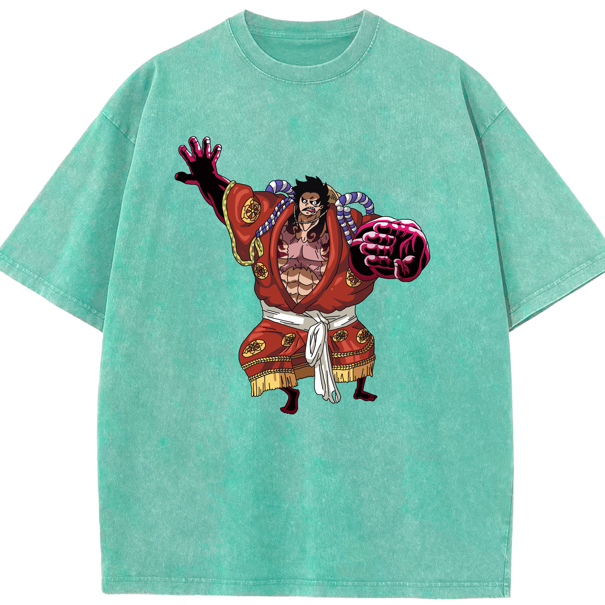 ワンピース モンキー・D・ルフィ ONE PIECE Monkey D. Luffy 綿100% ヴィンテージ風 半袖Tシャツ（フロントプリント）